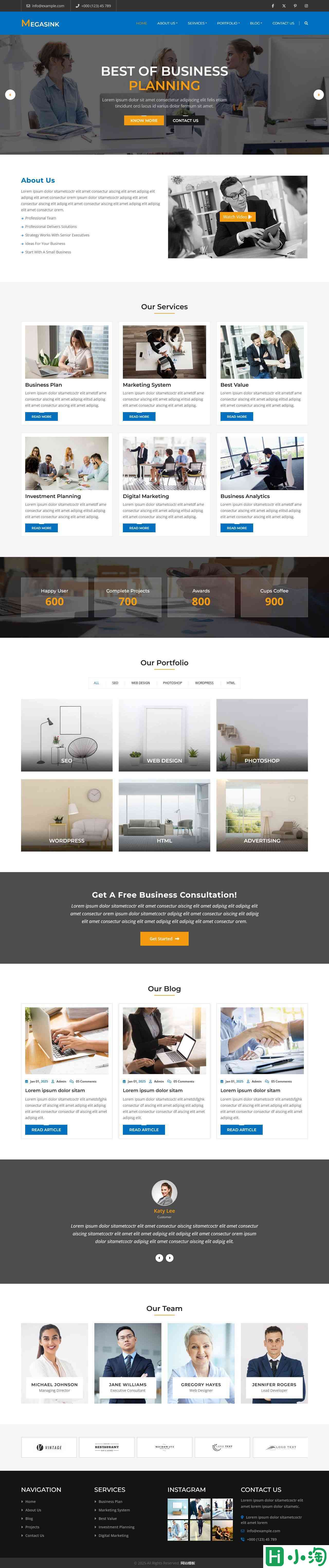 商务营销咨询公司网站模板-PC预览
